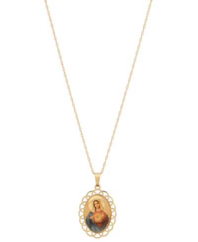 Подвеска-ожерелье Virgin Mary Medallion & Prayer 18" из золота 10k