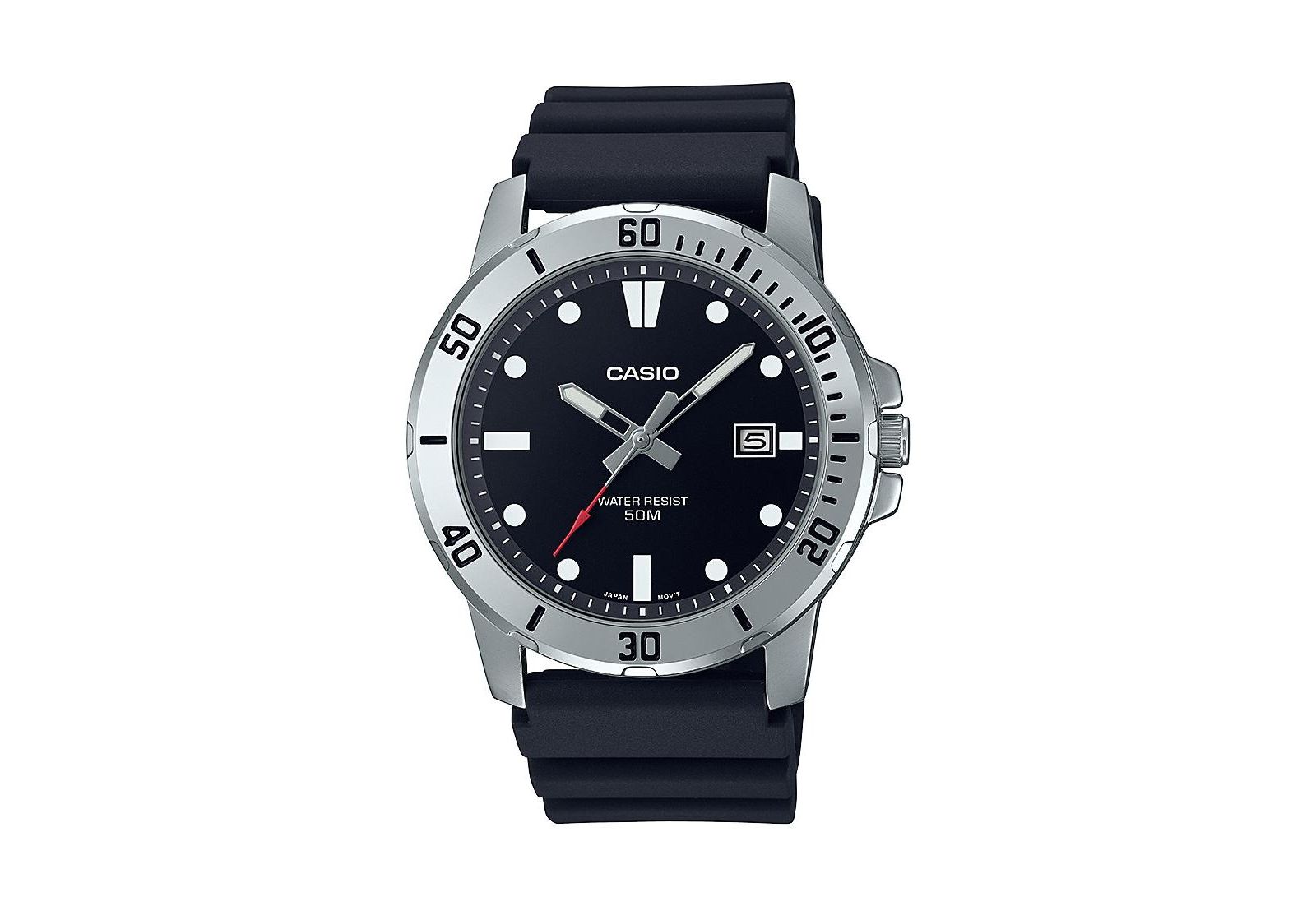 Casio Men's Three-Hand Black Resin Watch 45mm, MTPVD01-1EV