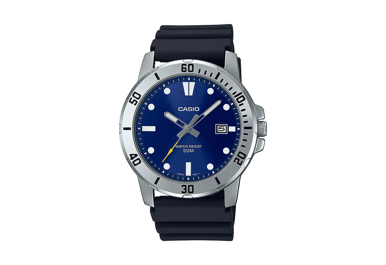 Casio Men's Three-Hand Black Resin Watch 45mm, MTPVD01-2EV