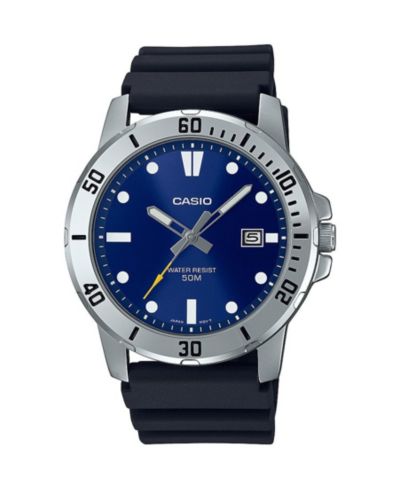 Casio Мужские часы из черной смолы с тремя стрелками 45mm, MTPVD01-2EV