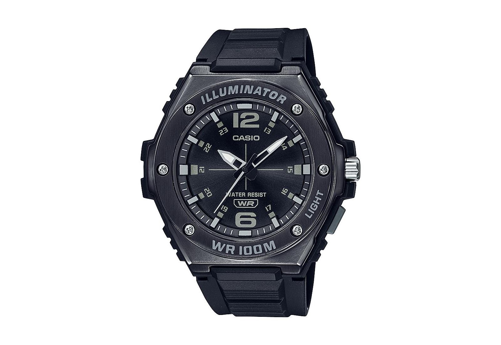 Casio Мужские часы Three-Hand Black Resin 49.6mm, MWA100HB-1AV