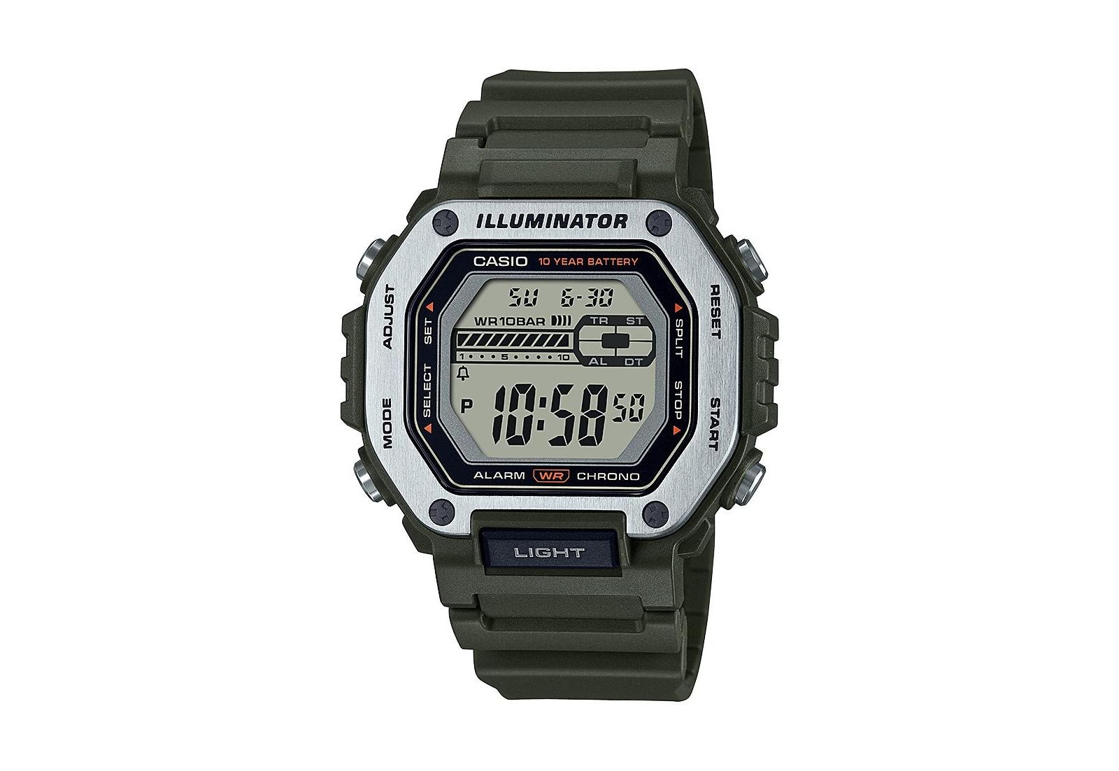 Casio Men's Digital Green Resin Watch 47.2mm, MWD110H-3AV