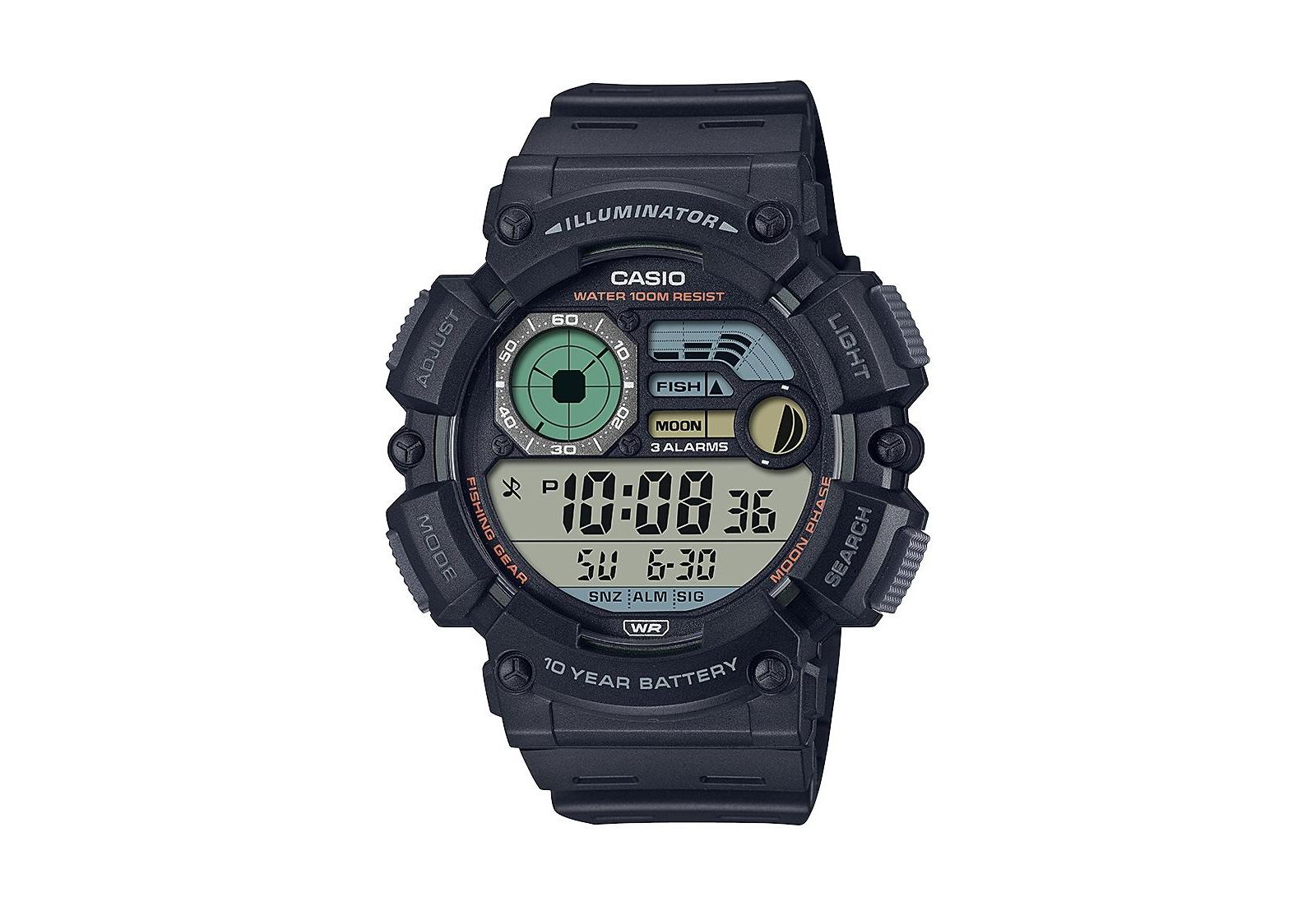 Casio Men's Digital Black Resin Watch 50.1mm, WS1500H-1AV