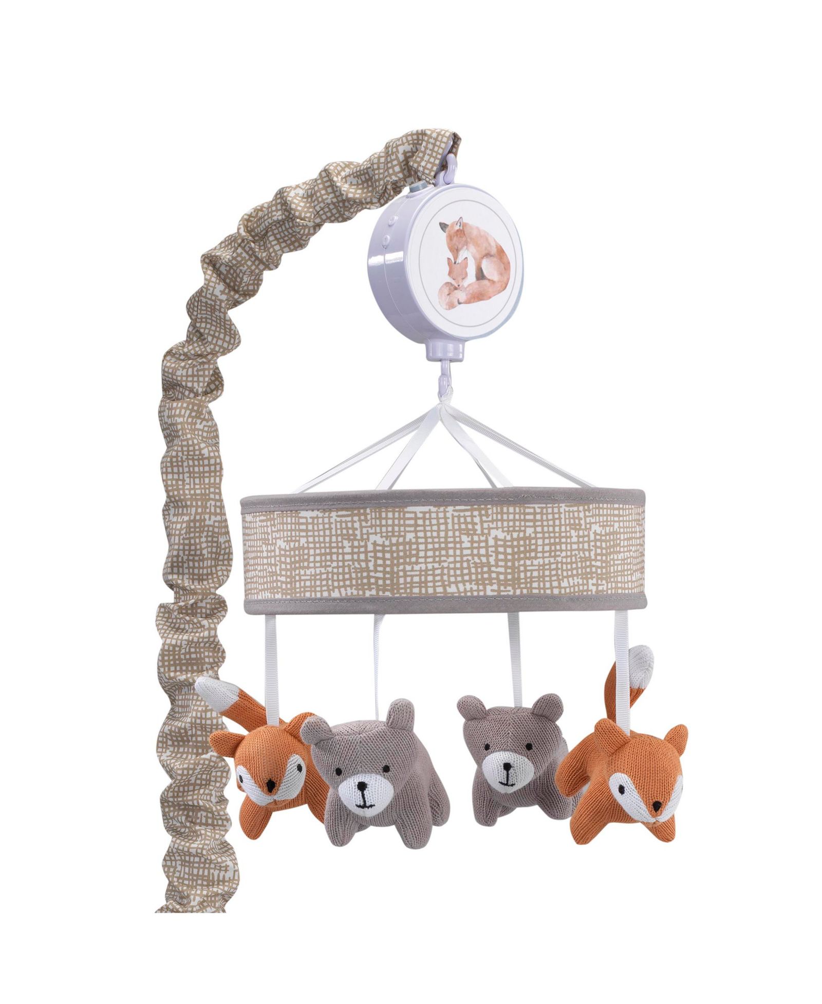 Lambs & Ivy музыкальная мобиль для детской кроватки Painted Forest Gray/Beige Fox and Bear