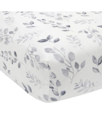 Детская наматрасочник Lambs & Ivy Painted Forest White/Gray Watercolor Leaf Print Fitted Crib Sheet