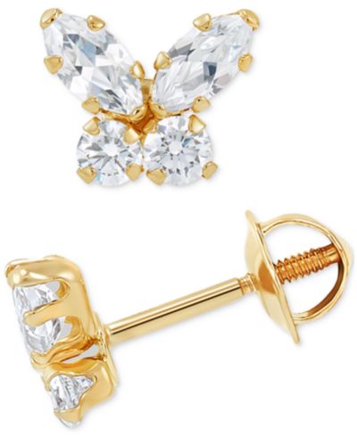 Детские серьи-гвоздики Macy's Cubic Zirconia Butterfly в 14k Gold