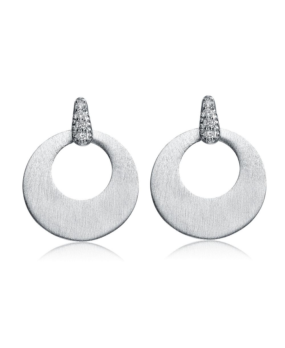 Серьги-капли Genevive Sterling Silver Cubic Zirconia Circle Short Drop