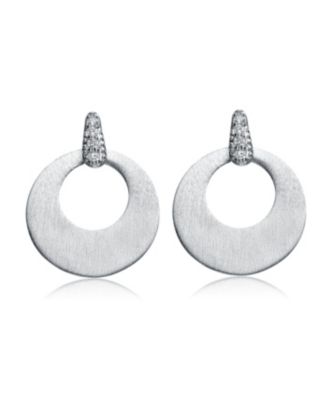 Серьги-капли Genevive Sterling Silver Cubic Zirconia Circle Short Drop