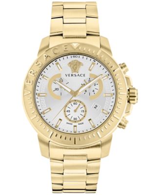 Versace Men's Swiss Chronograph Greca Gold Ion Plated Bracelet Watch 45mm