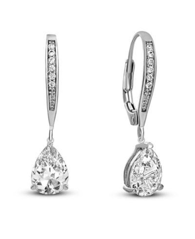 Серьги GiGiGirl Dainty White Gold Plated Pear CZ