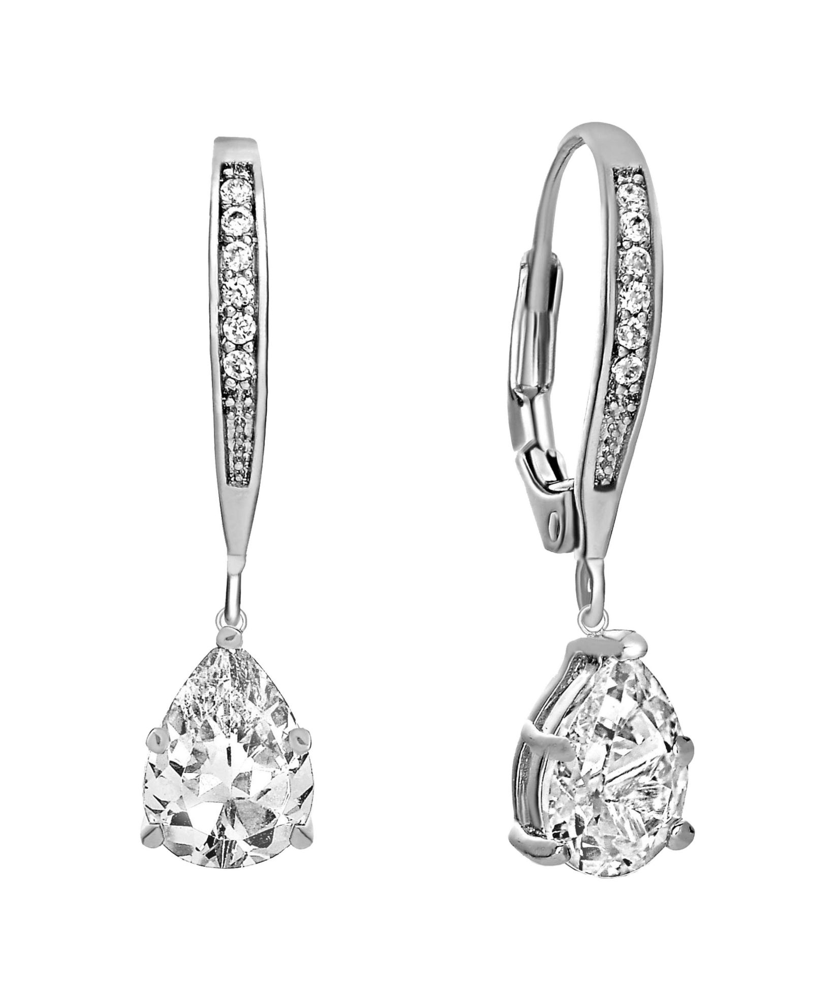 Серьги-подвески Genevive Chic из стерлингового серебра с покрытием White Gold и CZ