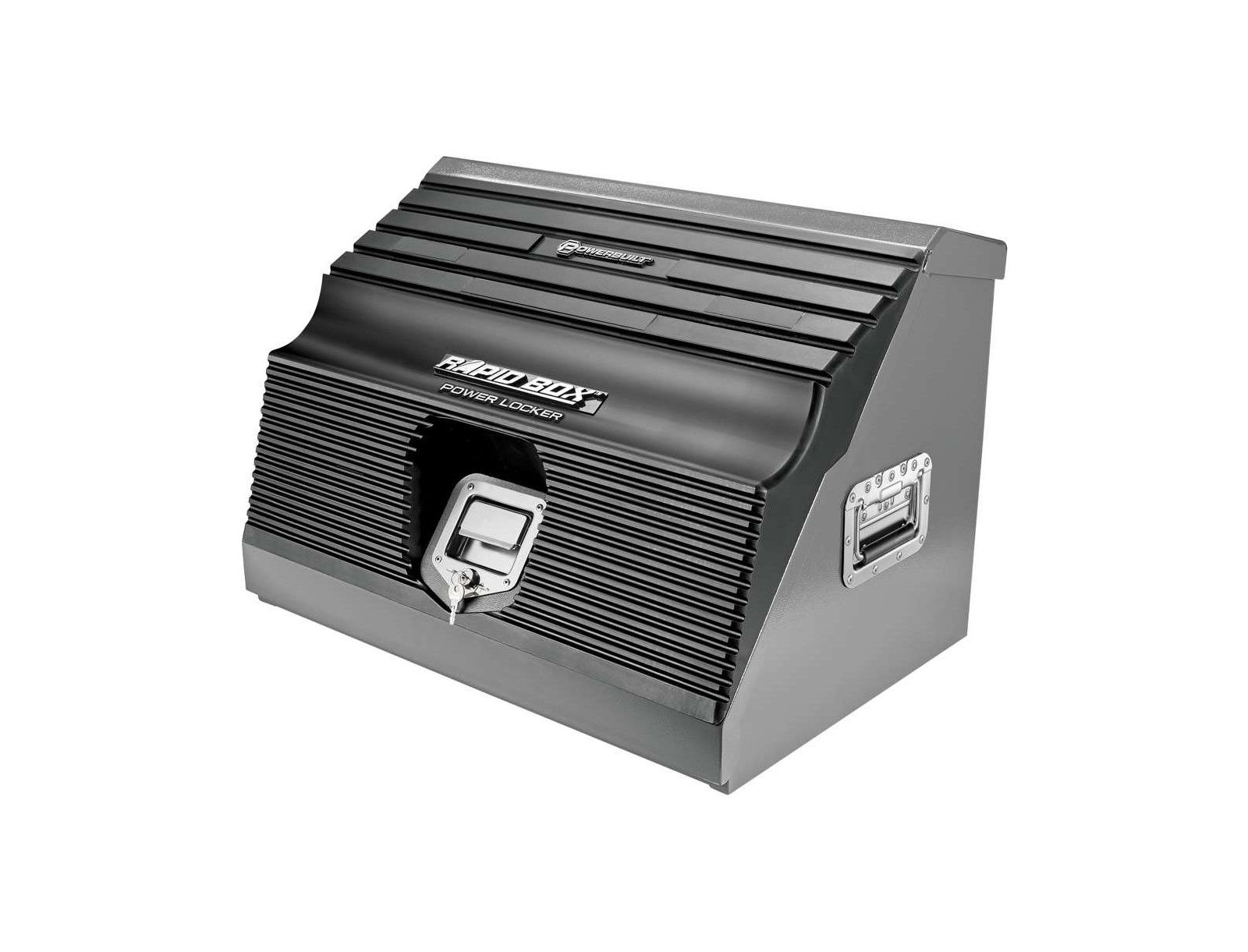 Powerbuilt 26 Inch Rapid Box Portable Slant Front Power Tool Grey Locker Box