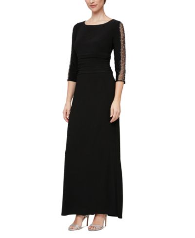Вечернее платье SL Fashions Petite с драпировкой и рукавом 3/4