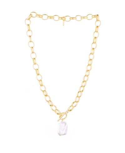 Ettika Imitation Pearl Nugget Pendant and 18K Gold Plated Necklace