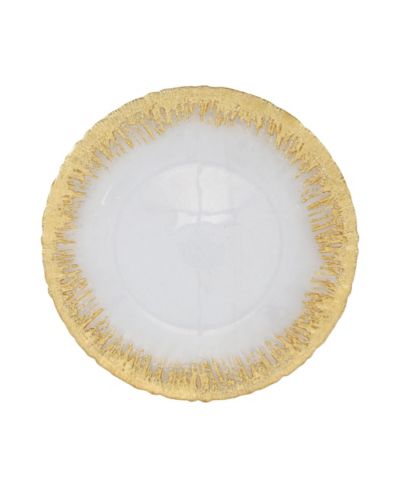 VIETRI Rufolo Glass Gold Brushstroke Service Plate, Charger 13"