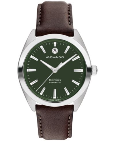 Мужские часы Movado Datron Automatic с кожаным ремешком 40mm