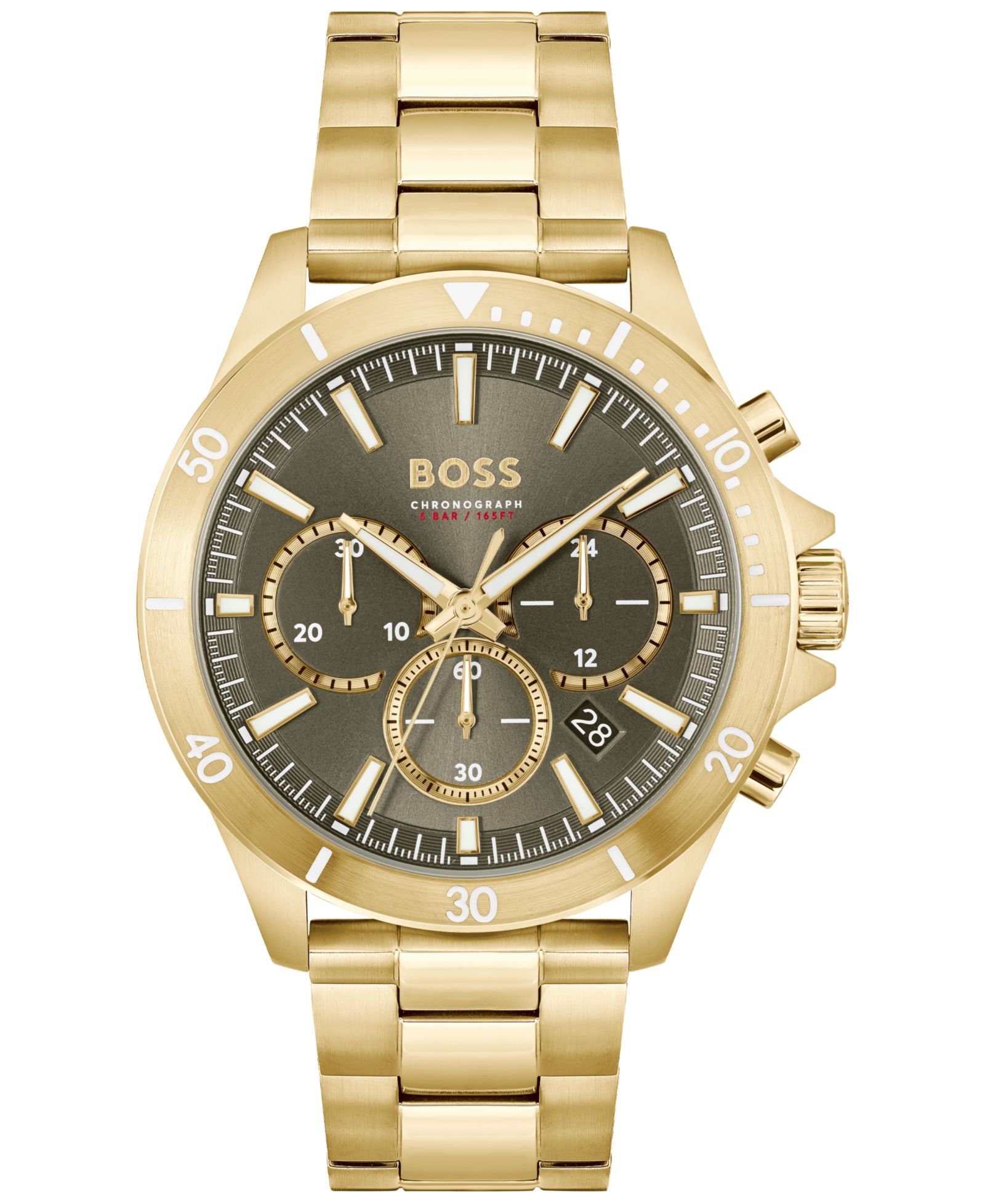 Hugo Boss Мужские кварцевые часы Troper Chronograph, золотистая сталь, 45mm