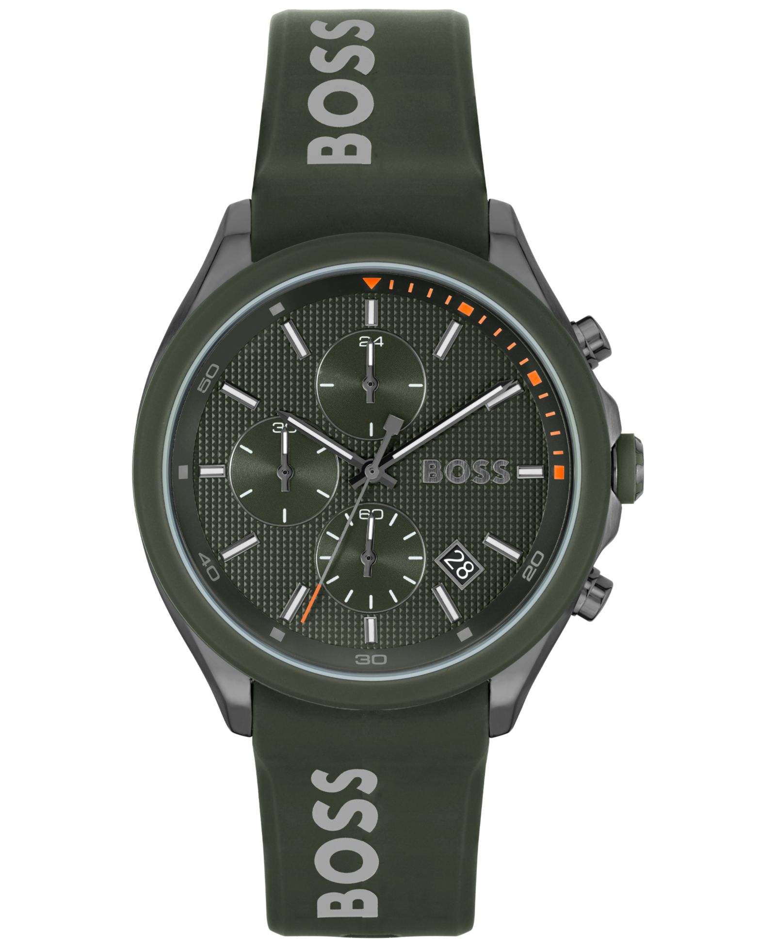 Часы HUGO BOSS Men's Velocity Quartz, зеленый силиконовый ремешок, 44mm