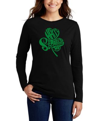 Женская футболка LA Pop Art St. Patrick's Day Shamrock Word Art Long Sleeve