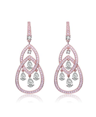 Серьги Genevive Cubic Zirconia Sterling Silver Double Teardrop Chandelier