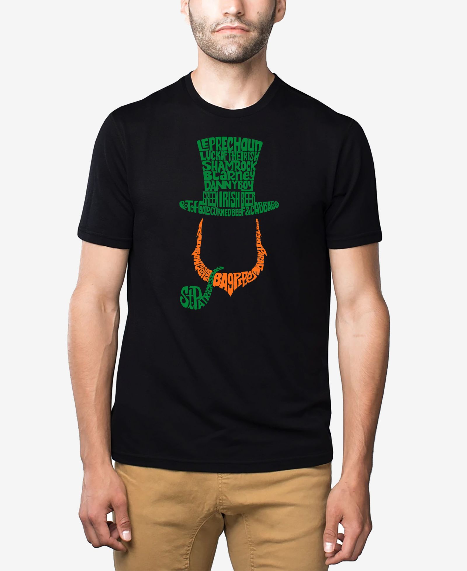 Мужская футболка LA Pop Art с графикой Leprechaun, смесь хлопка и полиэстера