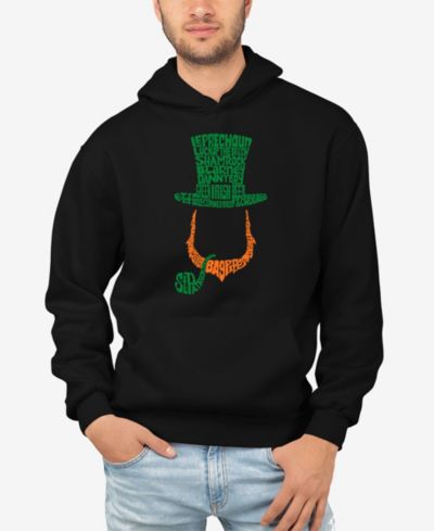 LA Pop Art Men's Leprechaun Word Art Hooded Sweatshirt