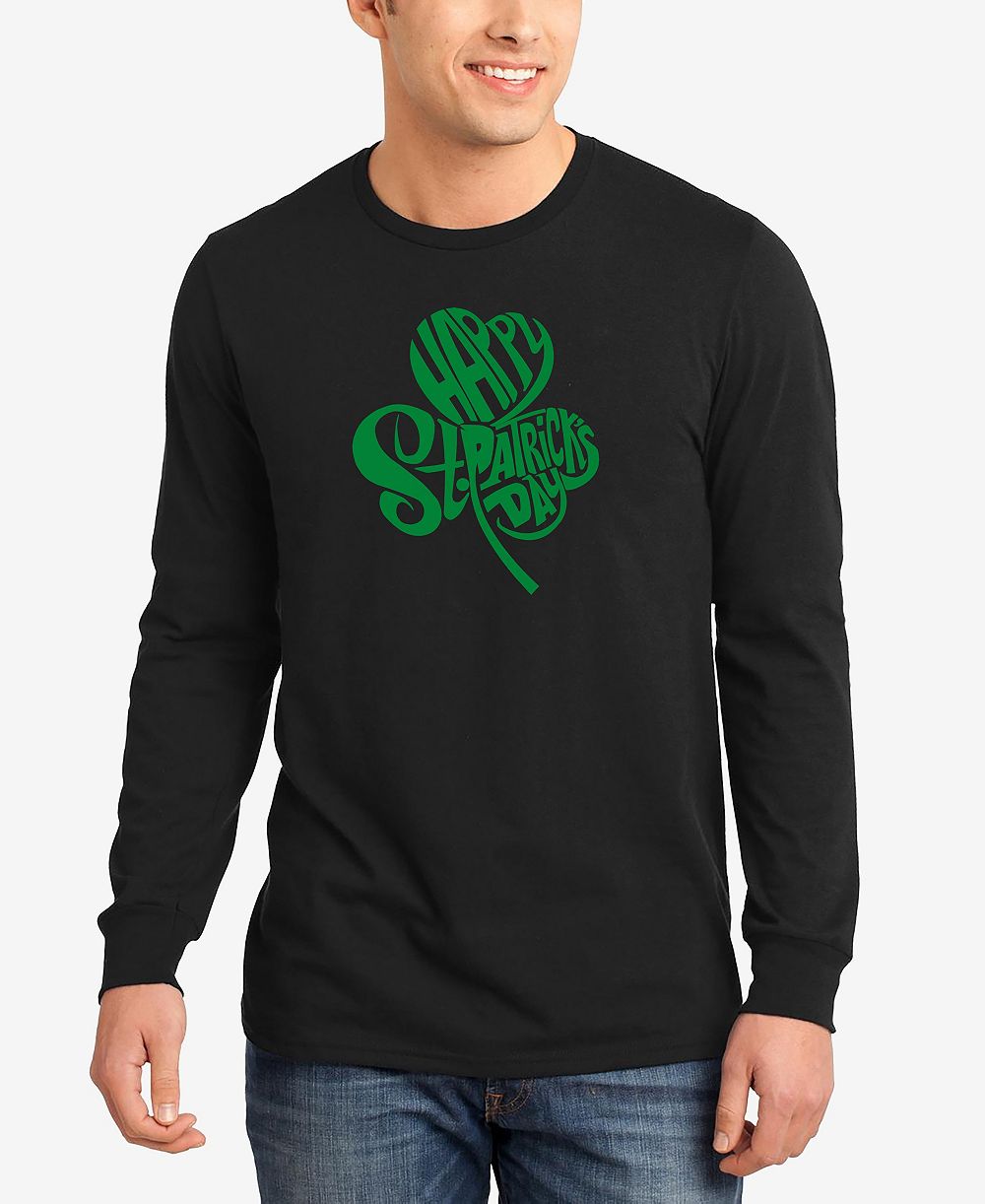 LA Pop Art Мужская футболка с длинным рукавом St. Patrick's Day Shamrock Word Art