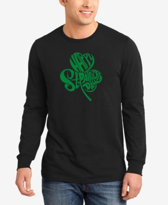 LA Pop Art Men's St. Patrick's Day Shamrock Word Art Long Sleeve T-shirt