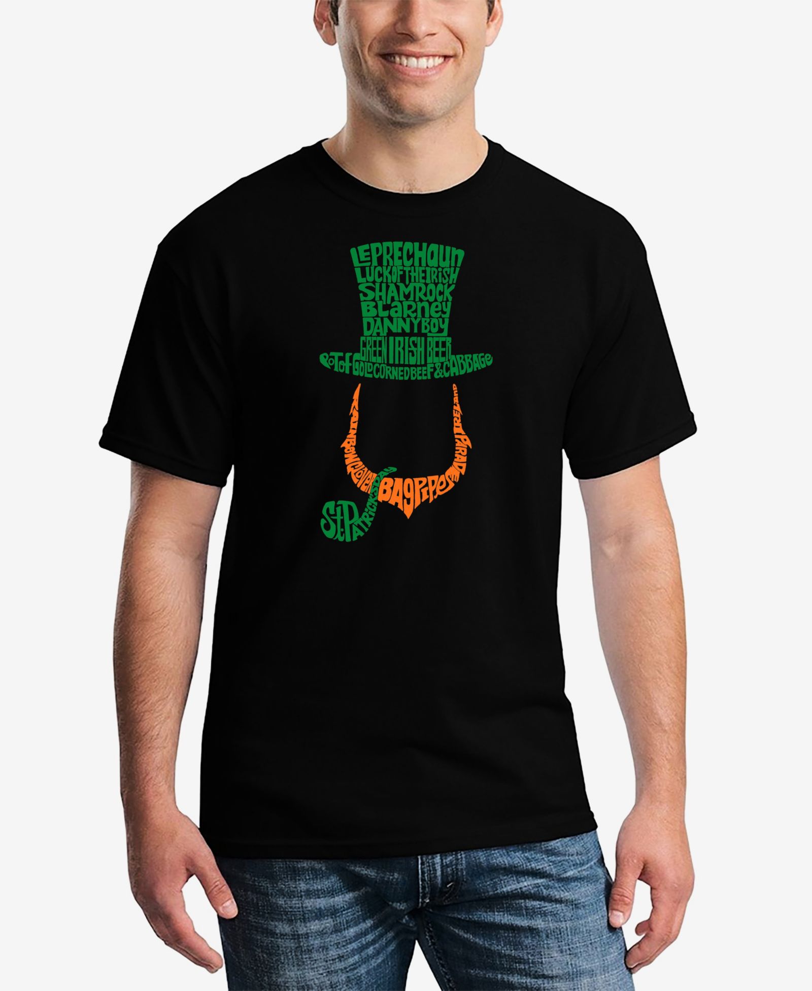 Мужская футболка LA Pop Art Leprechaun Word Art Graphic