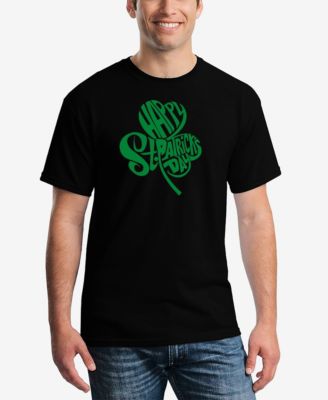 LA Pop Art Men's St. Patrick's Day Shamrock Word Art Graphic T-shirt
