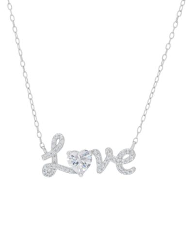 Ожерелье-кулон GUESS из латуни с напылением серебром и кубическим цирконием Love Heart