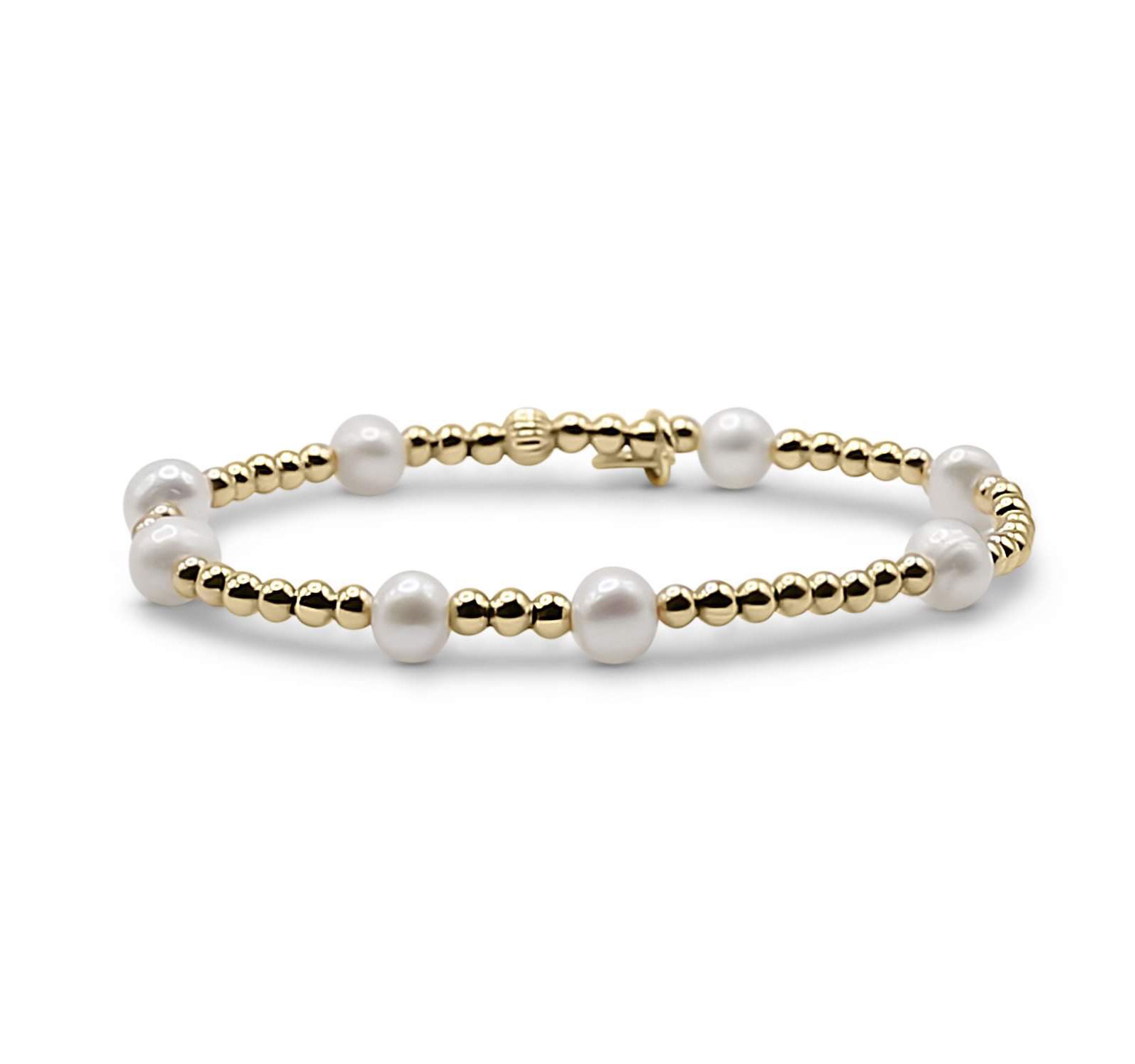 Браслет с шариками Gold Filled и речным жемчугом