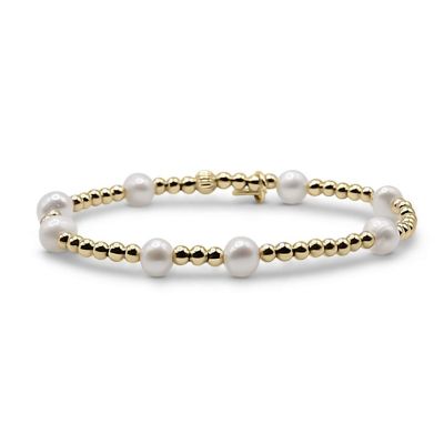 Браслет с шариками Gold Filled и речным жемчугом