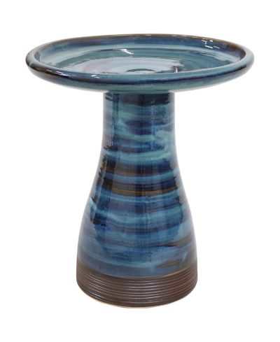 Outdoor Weather-Resistant Garden Patio High-Fired Smooth Ceramic Hand-Painted Duo Tone Bird Bath