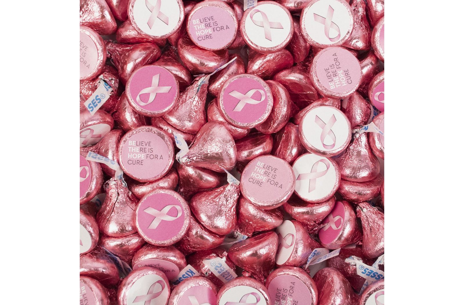 Just Candy Шоколад Hershey's Kisses Milk Chocolate, 100 шт, в поддержку борьбы с раком груди (1lb)