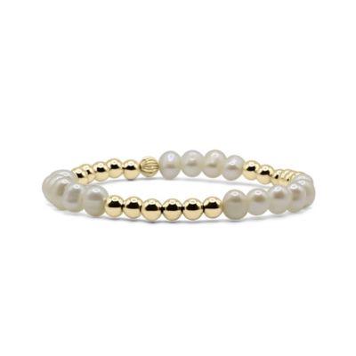 5mm Gold Filled Ball and Freshwater Pearl Stretch Bracelet