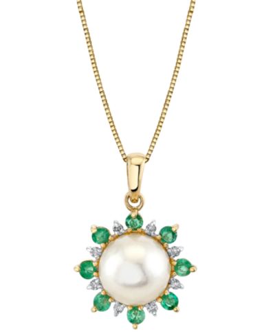 Подвеска-ожерелье Citrine Oval Pendant 14k Gold-Plated Sterling Silver с изумрудом и бриллиантом