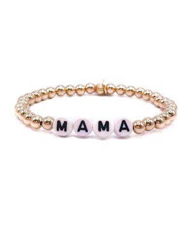Bowood Lane Non-Tarnishing Gold filled, 5mm Gold Ball "Mama" Stretch Bracelet