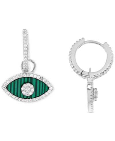 Macy's серьги-кольца с подвеской Evil Eye, малахит и кубический цирконий