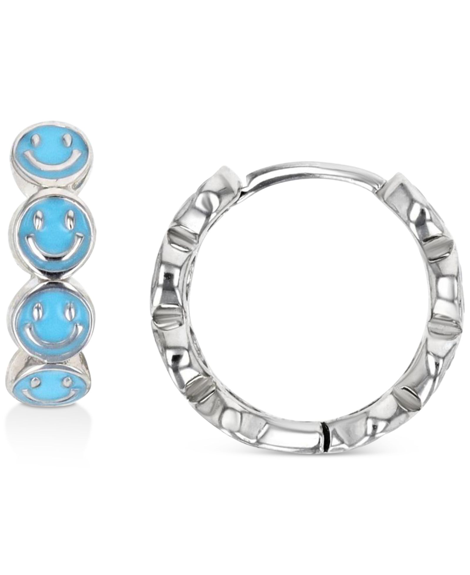 Серьги-кольца Enamel Smiley Face из стерлингового серебра или 14k золота 1/2"