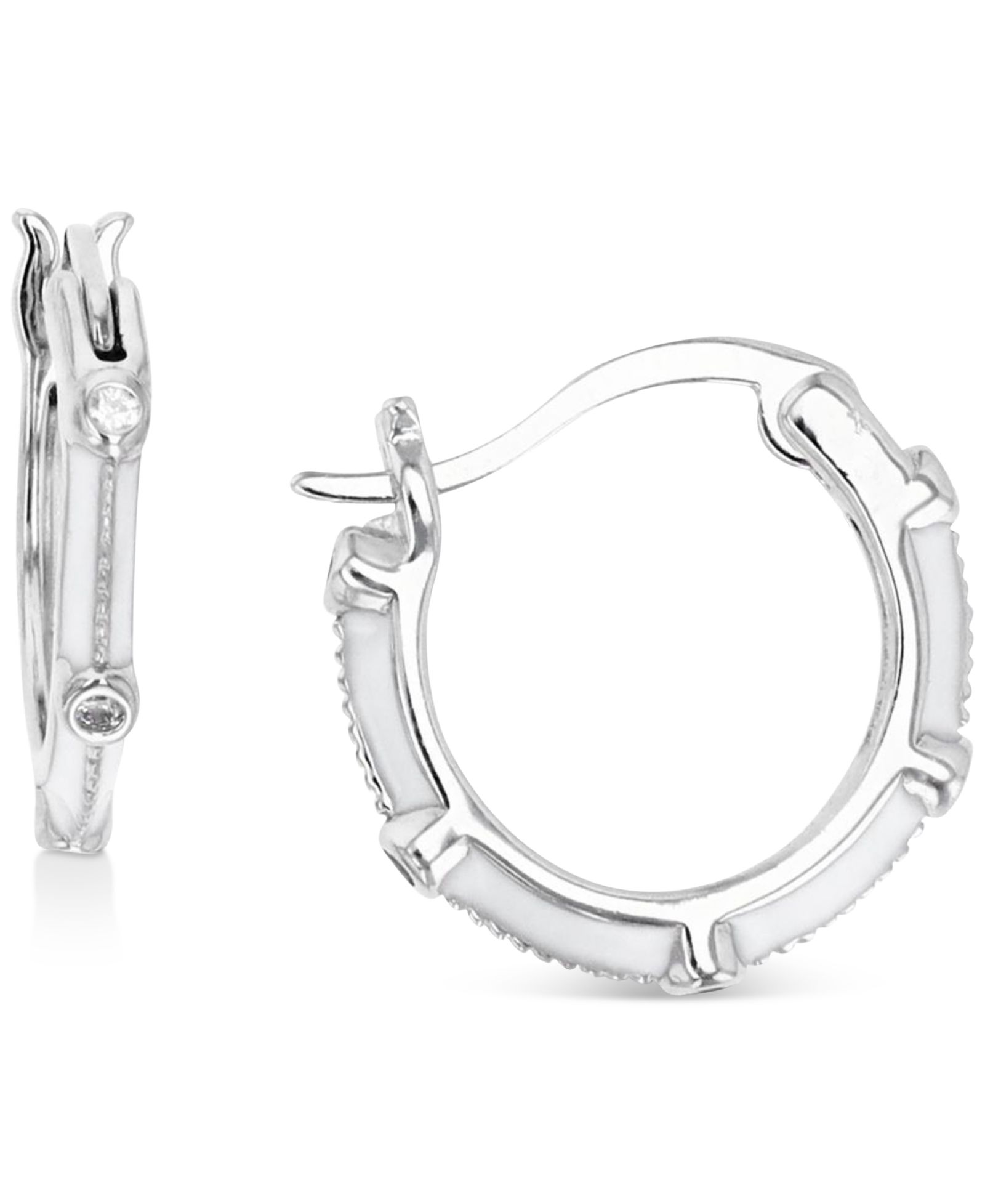 Cubic Zirconia & Enamel Small Hoop Earrings, 0.55"
