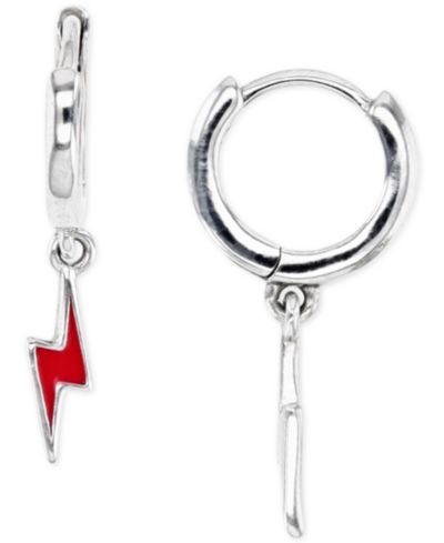 Серьги-кольца Lightning Charm из стерлингового серебра или 14k Gold over Sterling Silver