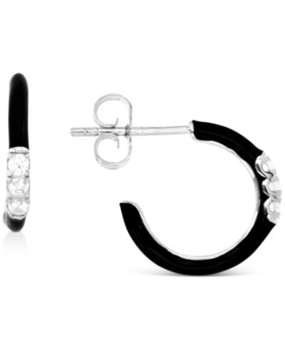 Серьги-кольца Cubic Zirconia & Enamel Small C-Hoop, 0.55"