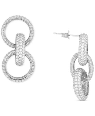 Серьги-гвоздики Cubic Zirconia с тройным кольцом из стерлингового серебра или 14k золота поверх стерлингового серебра