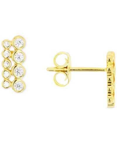 Серьги-гвоздики Cubic Zirconia Bar в Sterling Silver или 14k Gold over Sterling Silver
