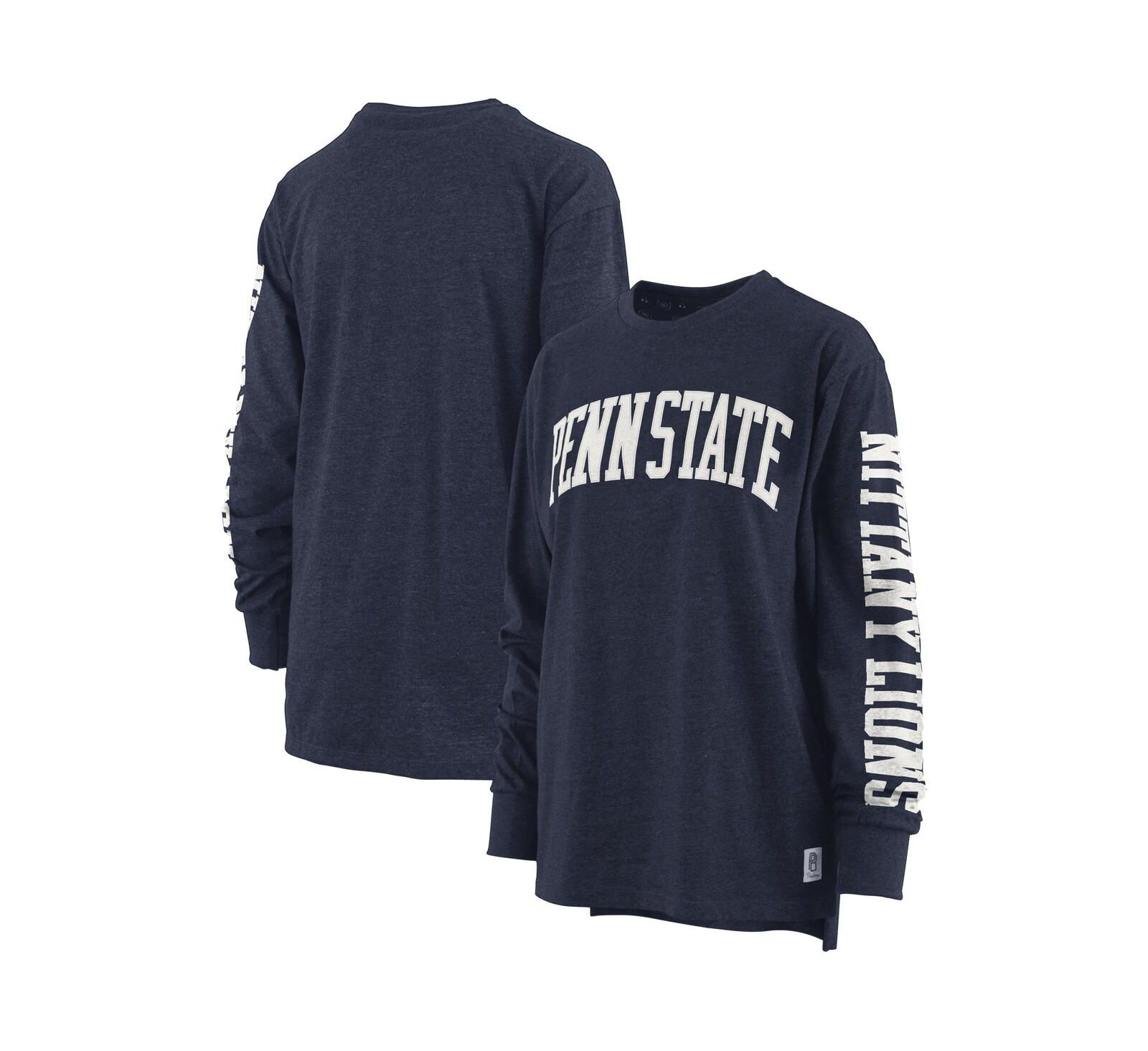 Women's Pressbox Heathered Navy Penn State Nittany Lions Two-Hit Canyon Long Sleeve T-shirt