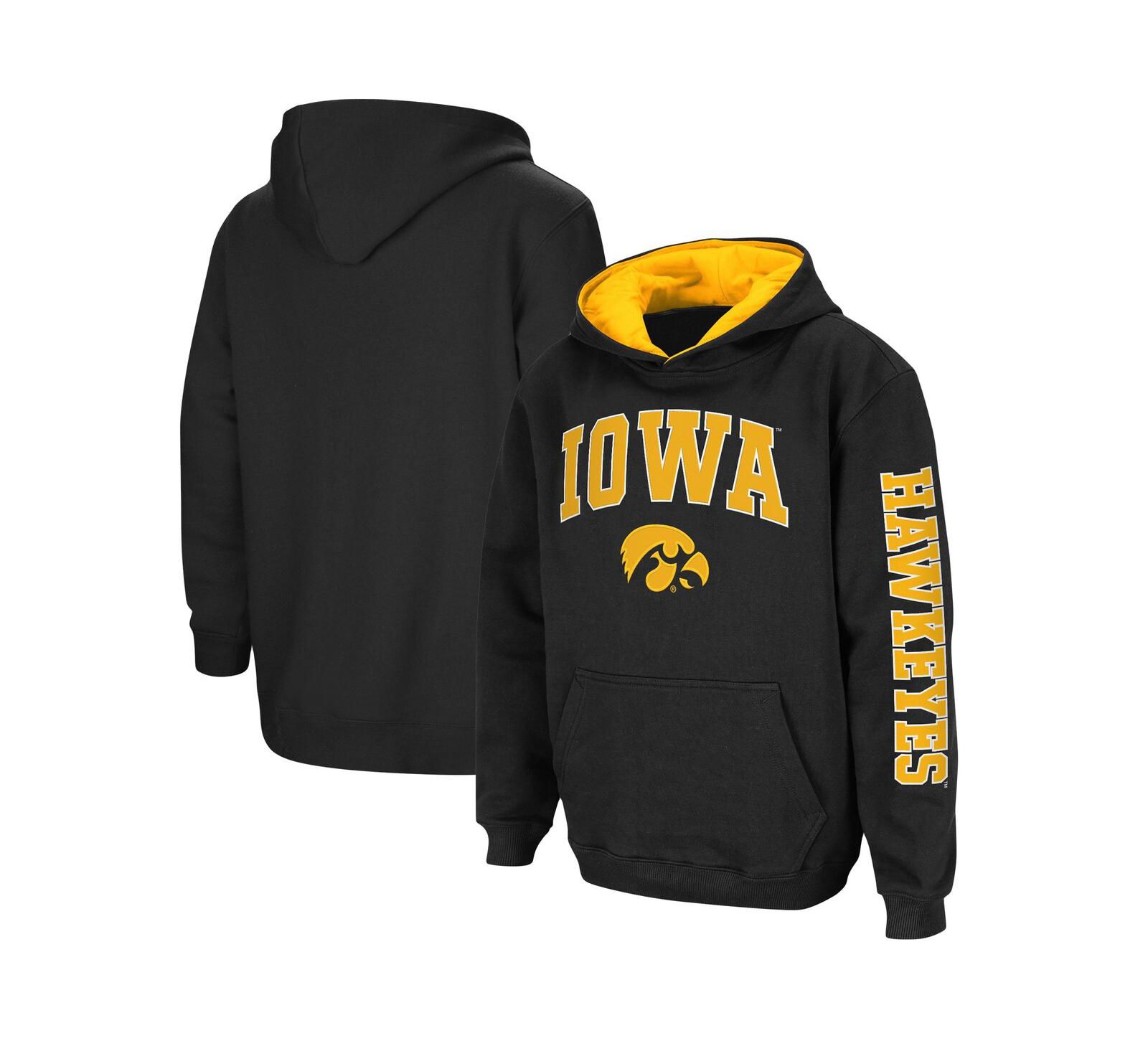 Youth Boys Colosseum Black Iowa Hawkeyes 2-Hit Team Pullover Hoodie
