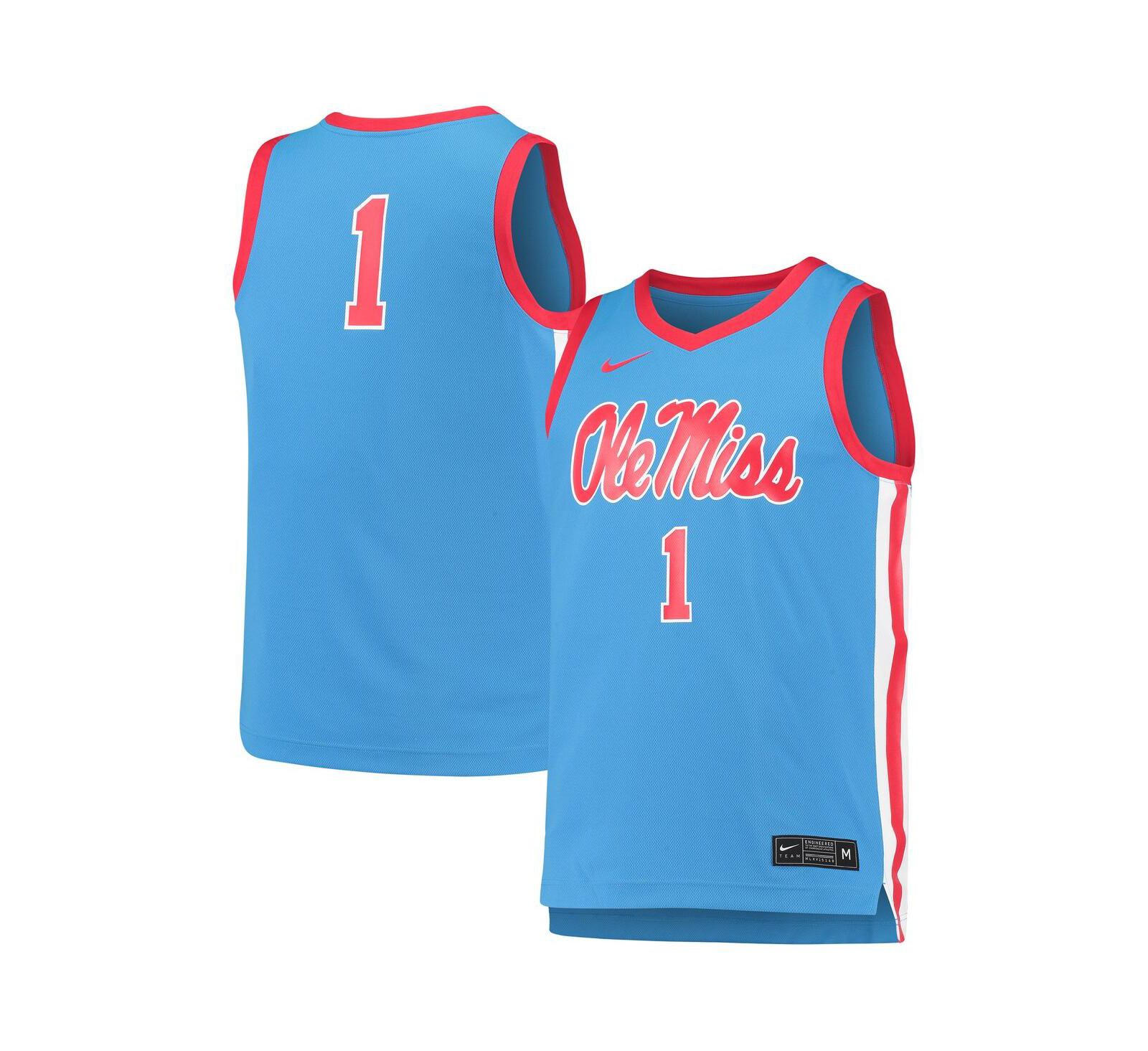 Мужская реплика баскетбольной джерси Nike #1 Light Blue Ole Miss Rebels