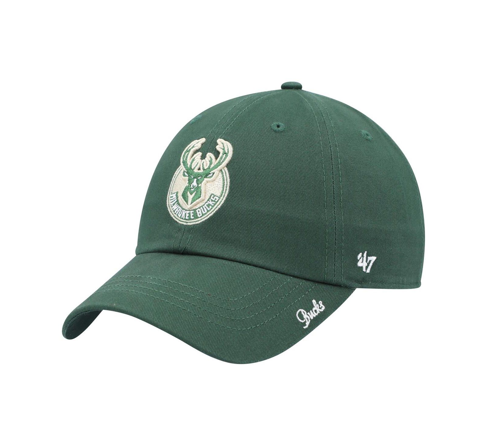 Мужская кепка '47 Brand Hunter Green Milwaukee Bucks Miata Clean Up Logo Adjustable Hat