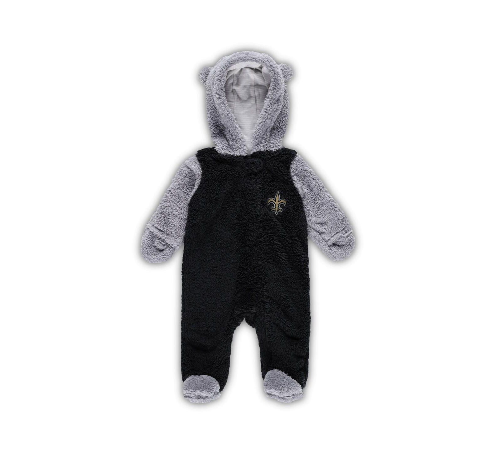 Детский комбинезон New Orleans Saints Black Gray Teddy Fleece Full-Zip Sleeper